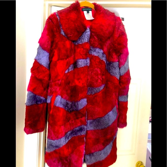 Jocelyn RARE red silver Rabbit Fur coat - Picture 4 of 5